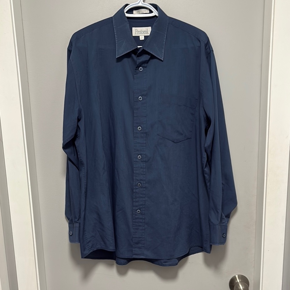 ☀️Men's Blue Dress Shirt 16 1/2 neck by Protocol